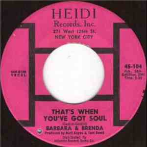 Barbara & Brenda - Hurtin' Inside / That's When You've Got Soul album
