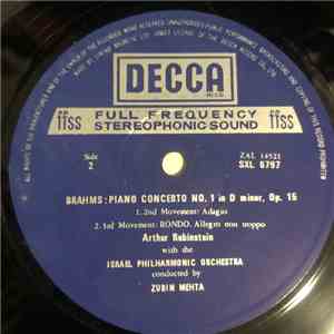 Brahms, Rubinstein ∙ Mehta, Israel Philharmonic - Piano Concerto No.1 album