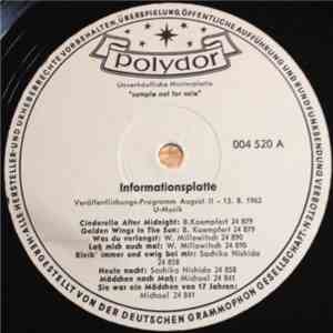 Various - Informationsplatte Veröffentlichungs-Programm August II - 13. 8. 1962 U-Musik album