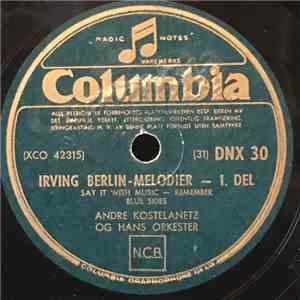 Andre Kostelanetz Og Hans Orkester - Irving Berlin-Melodier album
