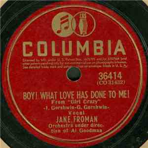 Jane Froman - Boy! What Love Has Done to Me! / Tonight We Love album