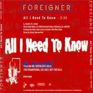 Foreigner - All I Need To Know album